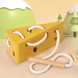 Kitchens Play Food Montessori Wooden Cheese String Toys for Children Early Education Puzzle Baby Toys 1-3 Year Old Wooden Puzzle Baby Learning Toys S24516