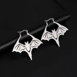 Stainless Steel Punk Animal Bat Hoop For Women Vintage Halloween Earrings Gothic Birthday Jewellery Gift Wholesale