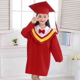 Clothing Sets Kids Graduation Gown Children Bachelor Costumes School Students Uniform Girls Dress Set With Hat Baby Performance