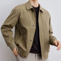 Italian Style Jackets Men Spring Fashion Long Sleeve Jacket Memory Fabric Plaid Lining Casual Coats Autumn Retro Pure Colour Zipper Outerwear Man's Clothings