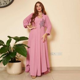 Ethnic Clothing Arab Dubai Muslim Dress Women Chest Applique Abayas Middle East Islamic Loose Long Robes Pullover Kaftan Vestidos