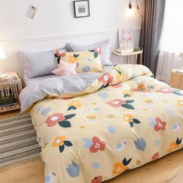 Bedding Sets Yellow Flowers Set Luxury Duvet Cover Lucky Clovers And Plaid Reversible Bed Linen Home Textile