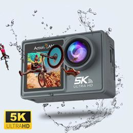 Sports Action Video Cameras 5K action camera 4K 60FPS dual screen video shooting mini waterproof underwater sports camera Go Pro for helmet motorcyclesB240515