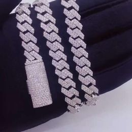 Thick 10Mm S Sterling Sier Full Bling VVS Moissanite Open Buckle Iced Out Gold Diamond Miami Cuban Chains
