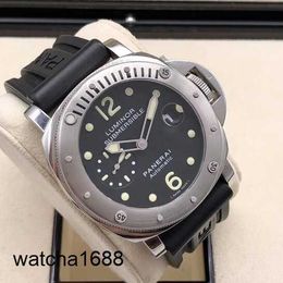 Sports Wrist Watch Panerai Mens Chronograph Watch LUMINOR Series Automatic Mechanical Watch 44mm Black Dial PAM00024
