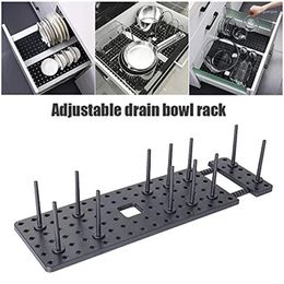 Kitchen Storage Organizer Sink Drain Shelf Dish Drying Rack Pan Bowl Stand Drawer Adjustable Holder Home Accessories