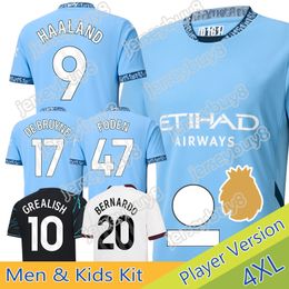 23 24 25 MaN CiTIeS Chinese Soccer Jersey HAALAND DE BRUYNE Kids Kit New 2024 Home Away 3rd Goalkeeper Player Version Football Shirt Women GREALISH FODEN Plus Size 4XL