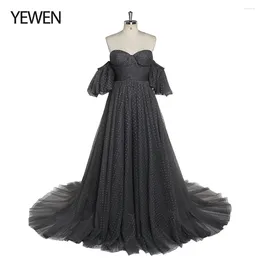 Party Dresses Dot Tulle Woman Prom Dress Long Elegant Off Shoulder Formal Fancy Pography Gowns YEWEN