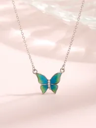 Pendants Cyan Blue Butterfly Pendant Necklace For Women Made Of 925 Silver And Zircon Fresh Gentle Style Party Or Anniversary