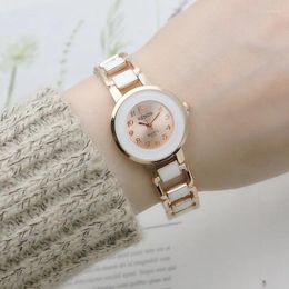 Wristwatches Fashion Women Quartz Watch Ladies High Quality Rose Gold Bracelet Wristwatch Vintage Female Clock Drop Gifts