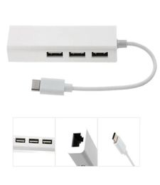 High Speed Connectors USB HUB Type C To Ethernet Adapters 3 Ports RJ45 10100Mbps Network Card Lan Adapter USBC for Macbook7481854