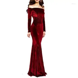 Party Dresses Off The Shoulder Velvet Mermaid Evening Gown Long Prom With Two Sleeves