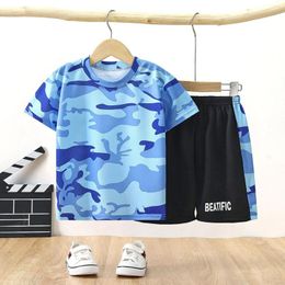 Clothing Sets Toddler Boys Girls Short Sleeve Quick Drying Sportswear Camouflage Colour Top Shorts Sportsuit Tops Outfits 2024