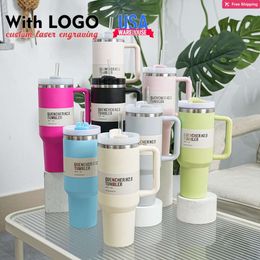 Mugs New 40oz Tumbler with Handle Insulated Tumblers Lids Straw Stainless Steel Coffee Termos C stanliness standliness stanleiness standleiness staneliness CQOU