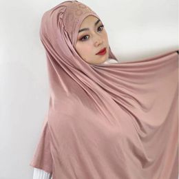 Ethnic Clothing 2024 Women Jersey Scarf Soft Plain Instant Hijab Shawls And Wrap Foulard Femme Muslim Hijabs Ready To Wear Headscarf Scarves