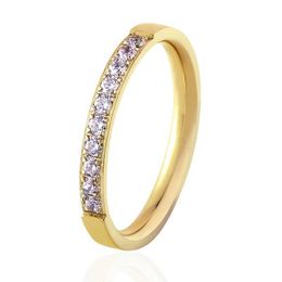 Wedding Rings Top Quality Fashion Jewellery Crystal Stainless Steel Rose Gold Colour Female Ring For Woman And Girl Best Gift Q240514