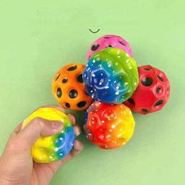 Decompression Toy High elastic ball rainbow decompression PU foam hole ball bouncing ball childrens toy sensor Fidget toy B240515