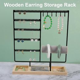 Decorative Plates Multi-Functional Earring Display Stand Necklace Ring Jewellery Bracelet Detachable Wooden Base