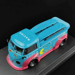 Diecast Model Cars 1 64 scale RWB T1 bus simulation die cast alloy car model process decoration series toy tools gift bus black yellow WX