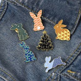 Pins, Brooches Rabbit Tree Vintage Enamel Pin For Women Fashion Dress Coat Shirt Demin Metal Funny Brooch Pins Badges Promotion Gift Dhuch