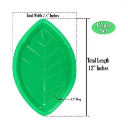 Plates 12 Pcs Palm Leaf Reusable Snack Tray Hawaii Style Decoration Cookies Candy Dip Dinnerware Plate For Themed Party