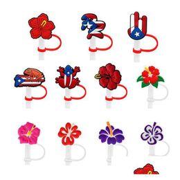 Drinking Straws Pr St Toppers Er Charms Pvc Flowers Decoration Dust Plug For Fashion Accessories Gift Drop Delivery Dhla8