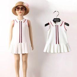 Summer 1-12 Years Child Preppy Style White Cotton Colour Patchwork Bow Pleated Dress For Kids Baby Girls brand design 240515