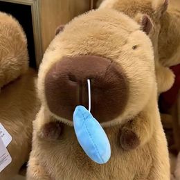 Cute Snotty Capybara Plush Simulation Animals with Stretchable Nasal Mucus Capibara Fluffty Soft Stuffed Plushy Doll Kid Gift