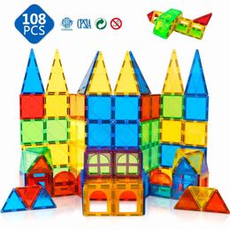 Magnetic Blocks 108 large-sized magnetic tiles 3D building block set magnetic education game toys childrens gifts WX5.17