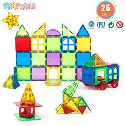 Magnetic Blocks 26 pieces of large-sized magnetic tiles Coloured DIY educational builders magnetic toys childrens best gift Montessori building block set WX5.17