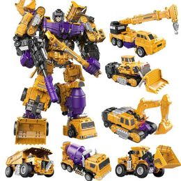 Transformation toys Robots 6-in-1 conversion robot engineering vehicle action diagram DIY 2-in-1 excavator bulldozer dump truck crane toy WX