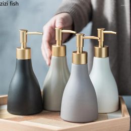 Liquid Soap Dispenser Ceramic Lotion Bottle Shower Gel Shampoo Water Press Type Hand Sanitizer Disinfectant Container Portable Bath Products