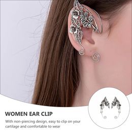 Elf Ear Cuffs Elven Earrings Hollowed Aluminium Ear Clip Wedding Accessories Cosplay Fairy Eardrop for Women Girls Party 240516