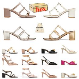 Lady Sexy Pumps High Heels Wedges Sandals Famous Designer Women Luxury Leather Platform Slide Manual Customized With Box Slippers Black White Beige Pink Red Sandale