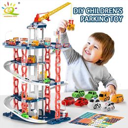 Diecast Model Cars DIY Childrens Parking Lot Toy City Parking Lot Building Assembly Multi Storey Track Slot Garage Toy Childrens Boy Gift WX