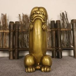 Decorative Figurines 7"Tibetan Temple Collection Old Bronze Male Genitalia Show Off Brave Giant Sun God Yang Town House Exorcism