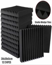 1224Pcs 30x30x5cm Acoustic Foam Panels Studio Wedge Tiles Soundproof Wall Pad Decor Room Sound Insulation Absorbing Treatment Wal8028196