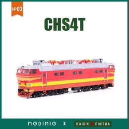 Diecast Model Cars Original 1 87 Plastic Soviet Passenger Electric Train CHS4T Collection Model Authentic Belarusian Train Model JLKN003 WX