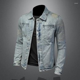 Men's Jackets Europe And The United States Spring Autumn Fashion Handsome Casual Personality Embroidered Light Colour Denim Jacket For Men