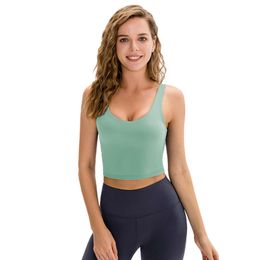 Lu Sport Bra Yoga Align Vest Women High Quality Square Neck Workout Gym Fiess Sportswear Back Fashion Design Breathable Sports Bra Top Lem