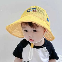 Caps Hats Summer Childrens Mesh Fisherman Hat Boys and Girls Outdoor Cool and Breathable Visors Childrens Large Brim Sunshade Bonsai Hat Cute Baby Sun Hat WX