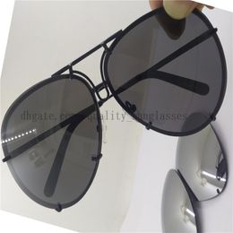 2019 NEW FASHION P'8478 SUNGLASSES BLACK FRAME GREY LENS SILVER-MIRROR LENS WITH BOX FREE SHIPPING 69mm Interchangeable Lenses 285U