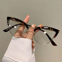 Sunglasses Retro Cat Eye Glasses Fashion Women Anti Blue Light Metal Frame Protection Eyeglasses