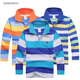 Koszulka polo dziecięce ubrania wierzchołki kolorowe paski Town-Down kołnierz jesienne długie rękawy Polos Baby Boy Camisetas Boys koszulka Teen L2405