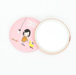 Lovely cartoon Round Makeup Mirror Girl's Gift Hand Mini Folding Portable Vanity Mirror Pocket single-Sided Makeup Compact Mirror