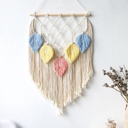 Tapestries Macrame Wall Hanging Colourful Leaf Woven Tapestry Boho Home Decor Hippie Bohemian Art Bedroom Living Kids Room Decoration