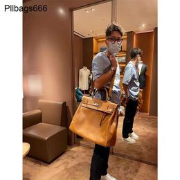 Tote Bag 50cm Large Handbags Capacity Cowhide 50 Extra One Shoulder Handbag for Men and Womens Business Trips Travel Fitness Crossbody Commuting