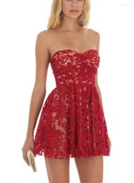 Party Dresses Sexy Tulle Lace Sweetheart Sleeveless A-line Mini Prom Strapless Backless Up Elegant Short Evening