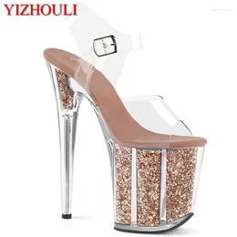 Dance Shoes 8 Inch Summer Sandals Sparkling Crystal Soles For Parties And Nightclubs Transparent 20cm Heels Models Dancing