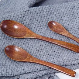 Spoons 1PC Wooden Spoon Ecofriendly Household Tableware Kitchen Condiment Scoop Coffee Honey Dessert Teaspoon Handmade